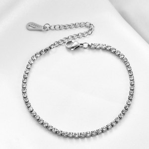 Bracelet en acier inoxydable incrusté de zircon de style européen pour femmes, bijoux cadeau - Product Image 2