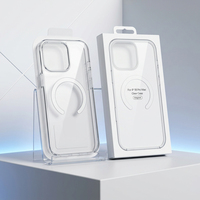 Étui de téléphone avec fenêtre pop-up magnétique IC en acrylique rigide de couleur haute transparence avec recharge sans fil et emballage pour iPhone 18 Pro Max