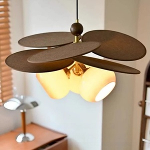 Lustres japonais Wabi Sabi en tissu marron <span class=keywords><strong>avec</strong></span> abat-jour en forme d'hélice pour salon nordique, chambre à coucher, appartement bohème, style rétro fantaisiste - Product Image 6