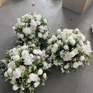 M-FB215 Wholesale rose center piece flower <b>ball</b> artificial silk flower <b>ball</b> white and green flower <b>ball</b> for wedding arrangement - Product Image 1