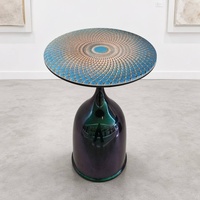 Table d'appoint simple et moderne en métal verni, table d'appoint ronde de luxe légère en pierre microcristalline pour salon