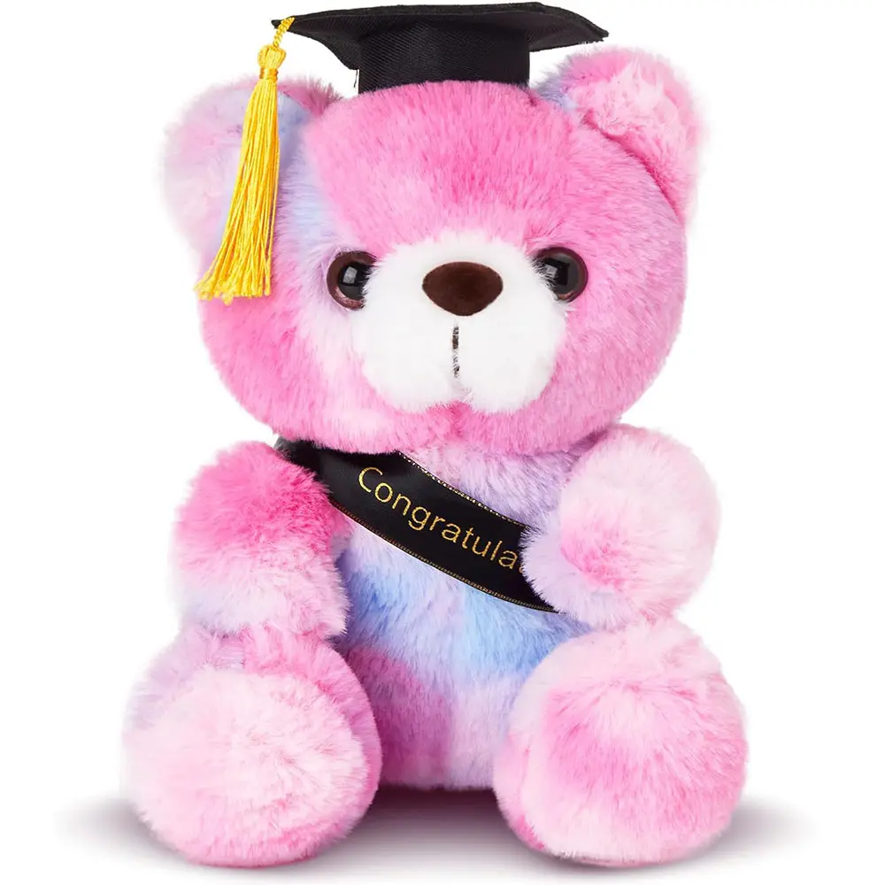 Regenboog Afstuderen Teddybeer Knuffeldier Speelgoed Kwaliteit Beer Pluche Groothandel Fabriek Kleurrijke Regenboog Graduatie Grizzly Pluche