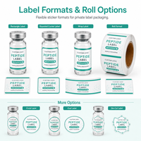 Étiquettes personnalisées pour peptides à faible MOQ, autocollants en rouleau imperméables, étiquettes personnalisées avec logo privé pour petits flacons, fournisseur d'étiquettes d'emballage d'échantillons