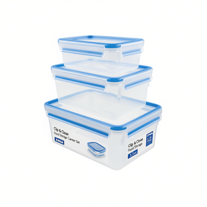 Emsa Clip & Close <b>Food</b> <b>Storage</b> <b>Container</b> Set 1.0l 2.3l 3.7l Blue 3 Piece - Product Image 2
