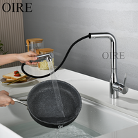 Robinet de cuisine en alliage de zinc chromé certifié CE, avec douchette extractible rotative à 360 degrés, mélangeur eau chaude/froide, céramique, pour hôtel