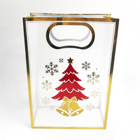 Sacs cadeaux de Noël en gros, sacs en plastique découpés à la presse avec estampage doré pour la décoration de Noël, fournitures d'emballage