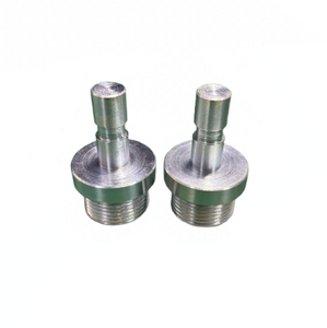 Pièces en acier au carbone tournées sur commande CNC |   Composants d'usinage CNC de précision, connecteur à filetage mâle, goujon avec épaule - Product Image 5