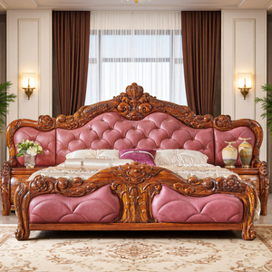 Letto matrimoniale in ebano stile europeo, nuovo letto in legno massello stile cinese per appartamento grande, con comodino da 2m e contenitore - Product Image 6