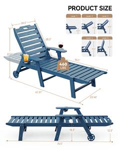 Migliori Nuovi Prodotti: Lettini Prendisole in HDPE, <span class=keywords><strong>Design</strong></span> Moderno, Comodi Chaise Longue da Esterno con Materiali di Alta Qualità - Product Image 6