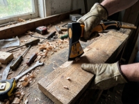Hache de camping en acier GSFixtop pour l'extérieur, hache en acier au carbone avec poignée antidérapante pour abattre les arbres, fendre le bois de chauffage et couper