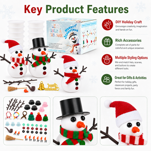 Lot de 12 kits de bricolage pour bonhomme de neige de Noël, étiquette privée OEM, testé Eurofins EN71, approvisionnement en gros - Product Image 5
