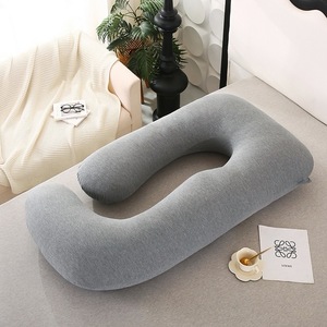 2025 mới thai sản gối hình chữ U vải dệt kim cotton màu xám gối đầu giường đệm qua biên giới nhà dệt giường - Product Image 6