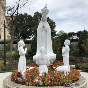 Statue de la Vierge <span class=keywords><strong>Marie</strong></span> en marbre blanc naturel sculptée à la main, taille réelle, sculpture extérieure catholique Notre-Dame de Fatima pour jardin d'église - Product Image 3