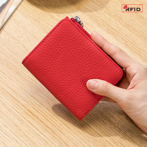 AndoBag Short Wallets for Women Fashion Genuine Cow Leather RFID <b>Bifold</b> Wallet Zipper Coin <b>Purse</b> Slim Card Holder 7384 - Product Image 3