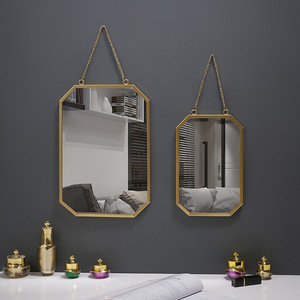 Hanging <b>Mirror</b> <b>Irregular</b> Shape Gold Frame Wall Mounted Bathroom Dressing <b>Mirror</b> Home Decor - Product Image 2