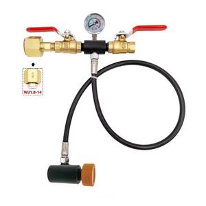 Estación de Recarga de CO2 para Cilindro Carbonatador Sodastream Tr21-4 con Manómetro de 250 Bares, Manguera Negra de 36 Pulgadas - Product Image 1