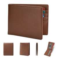 Dompet Kulit Halus Custom Gemuime Leather RFID Blocking Bifold Dompet Pria Custom Pabrik Dompet Kartu Kredit untuk Pria