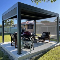 Pergola motorisée extérieure en alliage d'aluminium avec toit à lames, imperméable, gazebo, pavillon, véranda, serre préfabriquée en verre