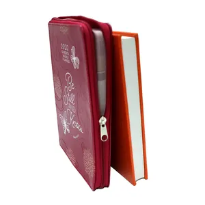 Custom popular zipper design hardcover and PU leather notebook printing