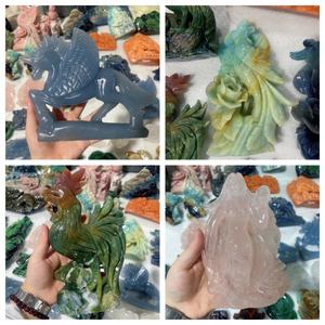 Grosir bahan campuran alami ukiran kristal ayam kristal kuda jantan kerajinan ukiran Quartz untuk dekorasi - Product Image 5