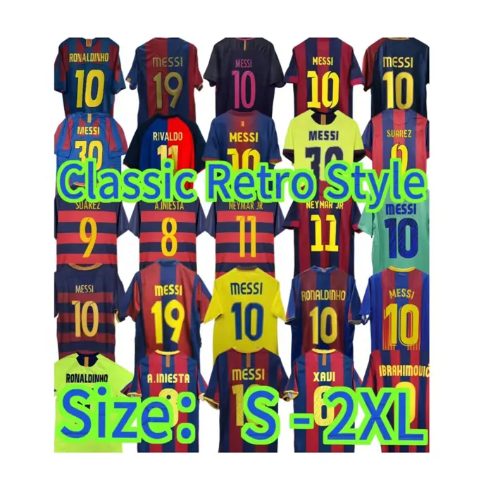 Maglie da calcio stile retrò 03 04 05 06 07 Barcelonaes MEssis Ronaldinho XAVI NEYMAR abbigliamento sportivo più economico all'ingrosso