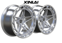 Jantes en alliage forgé monobloc XINLAI sur mesure, finition argent brossé, à rayons étoilés, concaves profondes, 18-22 pouces, 5x112 5x114.3 5x120, haute performance