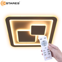 Nouveau Lustre Carré en Métal à LED 60W, Montage en Surface, Télécommande, Intensité Variable, pour Salon, Chambre, Cuisine, Lampe de Plafond Moderne