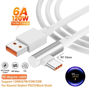 Golden Mark Super Fast Charging 6A Type-C Data Cable 120W Turbo <strong>Charge</strong> for <strong>Xiaomi</strong> Phone Tablet 90 Degree Type C Cord - Product Image 3