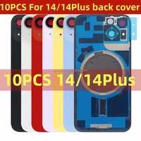 10 pièces pour iPhone 14, 14 Plus, 15, 15 Plus, 15 Pro, 15 Pro Max, 16 Pro Max, 16 Plus, vitre arrière avec cadre, lunette métallique, anneau magnétique
