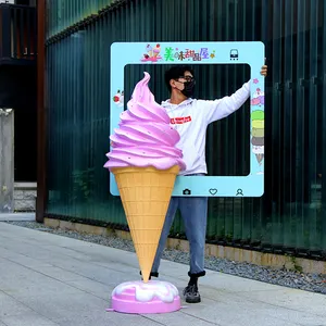 Brinco gigante de creme gelado escultura, geladeira grande com porquinhos para doces, venda quente, 2022