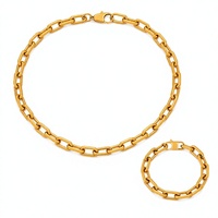 Ensemble collier et bracelet chaîne maille trombone épaisse en acier inoxydable 316 plaqué or, bijoux streetwear hip-hop pour hommes et femmes, vente en gros