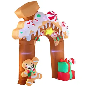 Christmas Inflatable House Arch with Gingerbread and Gift Box for Christmas Party Decorations