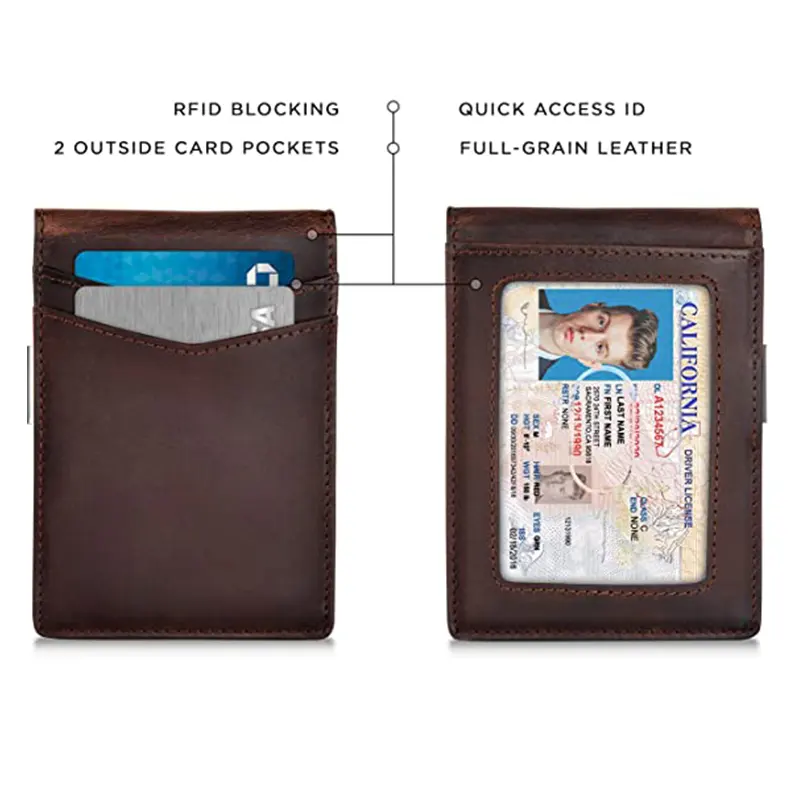 Portefeuille anti-RFID en cuir véritable pour hommes, porte-monnaie personnalisé, nouvelle collection
