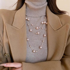 Long Pearl Necklace For Women Multi Layer Imitation Pearl Chain U Shape Sweater Necklace Autumn Winter Fashion Jewelry - Product Image 2