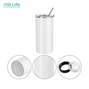 PYD Life USA Kostenloser Seeve rsand Heißer Verkauf 2 in 1 Weiß 12 Unzen Dosen kühler Sublimation Edelstahl Dosen kühler mit Stroh deckel - Product Image 2