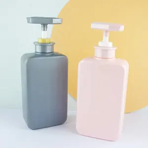 Empty Men Body Wash Lotion Women Shower Gel Press Bottle Pink Gray Square Matt 500ml 16oz Black Pump Shampoo Plastic Bottle