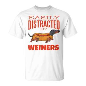 Camiseta con estampado de hot dog de Weiners Dachshund que te distrae fácilmente - Product Image 3