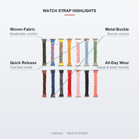 Bracelet en nylon tressé pour smartwatch, 14 couleurs, sangle réglable, remplacement personnalisable pour tous les modèles de la série