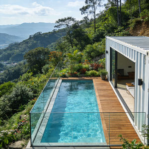 Piscina Elevada con Decoración de Puente de Madera y Sistema de Filtro de Arena Profesional para una Fácil Mantenimiento - Product Image 2