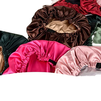 Bonnet de nuit en satin de soie extra large à double couche réversible pour dormir