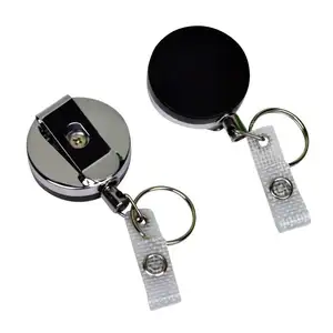Reinforced ID Strap Keychain Heavy Duty Badge Holder Retractable Badge Reel with Key Ring Thick Nylon Cord Belt Clip