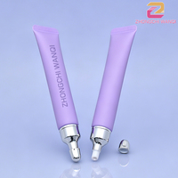 Tube de crème pour les yeux imprimé sur mesure, embout à bille et capuchon électroplaqués argent, tube cosmétique souple en plastique à presser