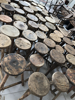 Antiker Ulmenholz Runder Hocker im Modernen Vintage-Stil für Küche, Zuhause und Parknutzung