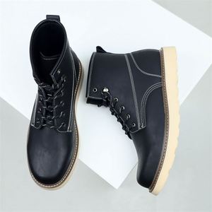Bottes montantes oversize pour hommes, style britannique et américain, en cuir synthétique, avec fermeture éclair, mode rétro, pour le travail et l'extérieur - Product Image 5