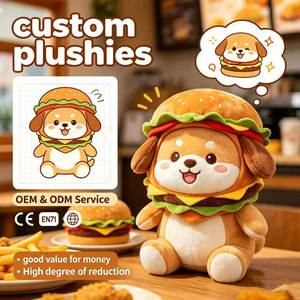 Peluche de Shiba Inu con Forma de Hamburguesa Personalizado al por Mayor, Juguete de Peluche de Perro, Lindo Peluche con Temática de Comida Rápida para Regalo - Product Image 1