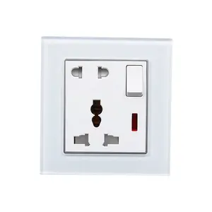 Enchufe de pared con luz de neón para PC, Conector de cristal de 5 pines, estilo minimalista, alta calidad, 250V, 13A