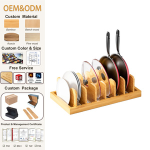 Escurridor de platos de bambú SINCERE, estante de almacenamiento de cocina para el hogar con <span class=keywords><strong>organizador</strong></span> de ollas, <span class=keywords><strong>organizador</strong></span> de cajones y soporte para tapa de olla - Product Image 1
