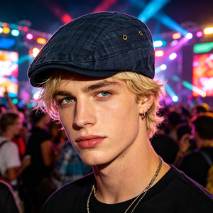 Casquette en paille à carreaux respirante style japonais rétro avec œillets, unisexe, pour l'extérieur, mode décontractée, tendance <span class=keywords><strong>peintre</strong></span> - Product Image 6