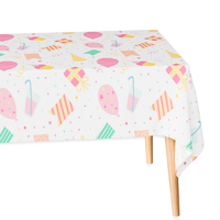 Nappe de table imperméable PLA motif Memphis violet, nappe de fête rectangulaire jetable écologique