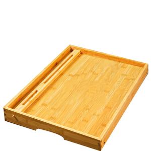 Table de lit en bambou avec pieds pliables, support pour téléphone et <span class=keywords><strong>tablette</strong></span>, plateau de petit-déjeuner, bureau pour ordinateur portable, plateau de service pour canapé, pour usage domestique - Product Image 5